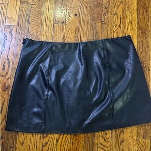 Black Faux Leather Skort